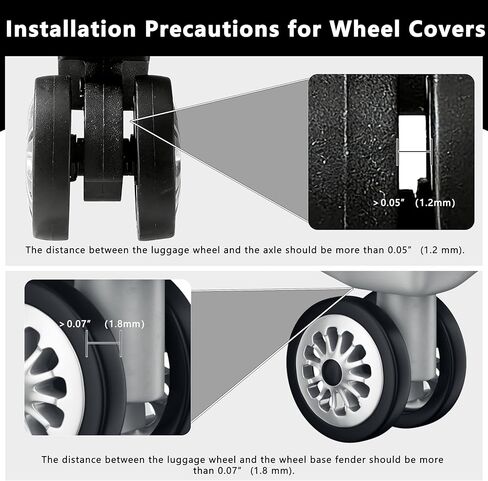 8 Pcs Upgraded Luggage Wheel Covers, Suitcase Protector, Wear-Resistant Anti-Noise Silicone Wheel Covers for 2-2.4" Spinner Wheels, Travel Accessories for Carry On Luggage (Black, Small) in Saudi Arabia