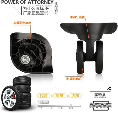Luggage Wheels Replacement, (Set of a Pair) 360 Degree Swivel Luggage Mute Wheel Suitcase Replacement Repair Wheels Parts Spinner, Black in Saudi Arabia