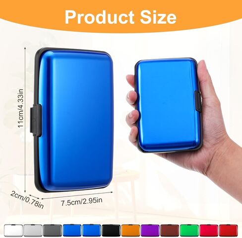 12 قطعة من حامل بطاقات الائتمان المعدنية بتقنية RFID - حافظة محفظة رفيعة من الألومنيوم لبطاقات العمل مع مشبك آمن للرجال والنساء (11 لونًا متنوعًا) in Kuwait