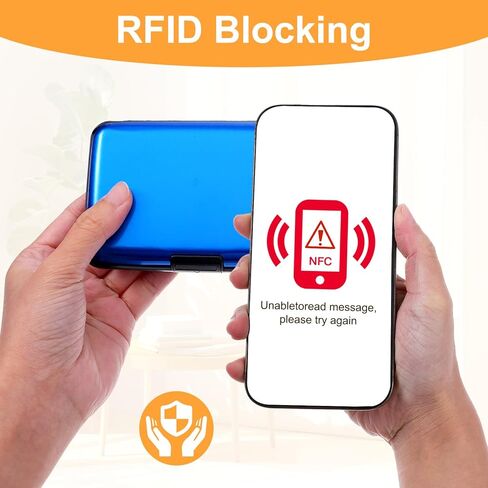 12 قطعة من حامل بطاقات الائتمان المعدنية بتقنية RFID - حافظة محفظة رفيعة من الألومنيوم لبطاقات العمل مع مشبك آمن للرجال والنساء (11 لونًا متنوعًا) in Kuwait