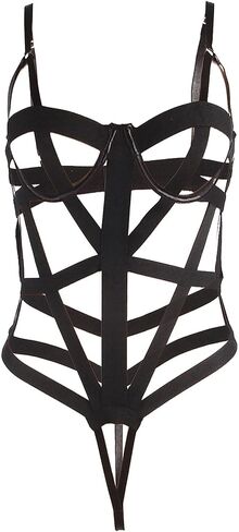 Strappy Lingerie Sexy Black Bondage Bodysuit Teddy Naughty Strappy Cross Lingerie for Women in Saudi Arabia