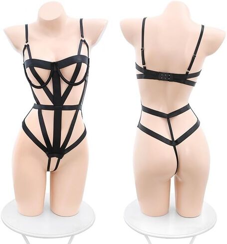 Strappy Lingerie Sexy Black Bondage Bodysuit Teddy Naughty Strappy Cross Lingerie for Women in Saudi Arabia