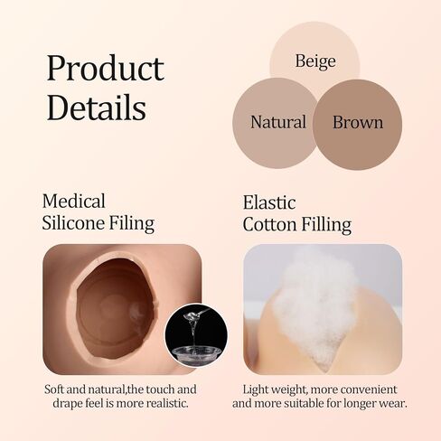 Qianbei Silicone Breastplate Round Collar Silicone Breast Forms for Crossdresser Drag Queen B-G Cup in Kuwait