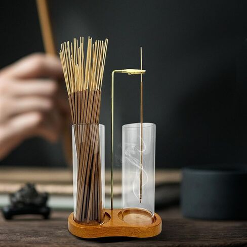 2 in 1 Glass Incense Holder for Sticks, Incense Burner with Ash Catcher, Hanging Incense Holders with Glass Ash Catcher for Meditation, Yoga, Spa, Home Decor, Room in Saudi Arabia