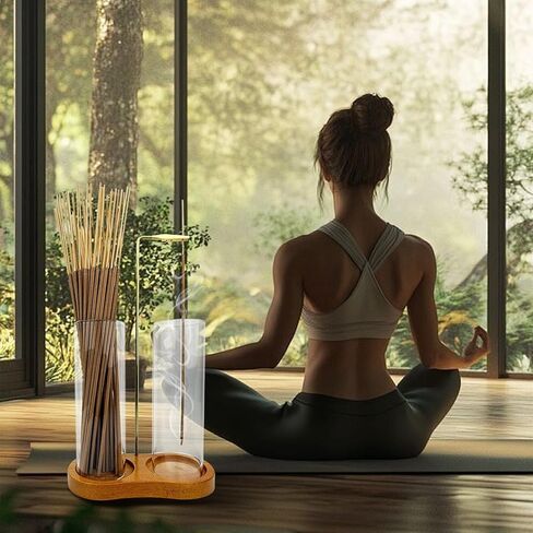2 in 1 Glass Incense Holder for Sticks, Incense Burner with Ash Catcher, Hanging Incense Holders with Glass Ash Catcher for Meditation, Yoga, Spa, Home Decor, Room in Saudi Arabia