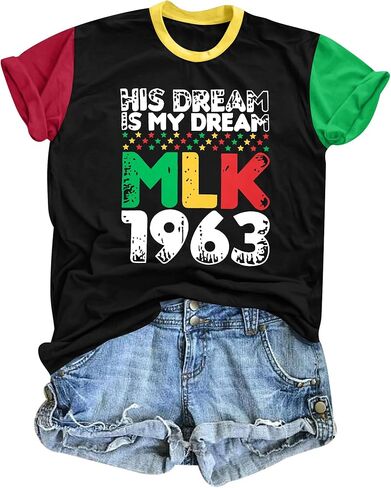 Martin Luther King Shirt Women: His Dream is My Dream MLK 1963 Shirts Black History Month Casual Short Sleeve Tee Top in Kuwait