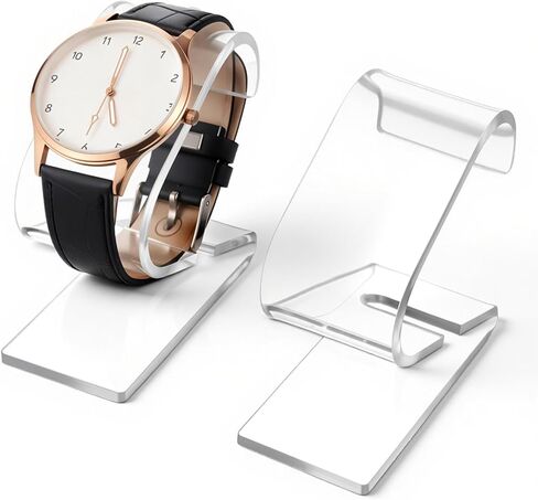 Prasacco Clear Watch Display Stand، 2 Pack Watch حامل منظم الساعات عرض موقف الرف لتخزين المجوهرات سوار، رف عرض الساعات الشفافة in Saudi Arabia