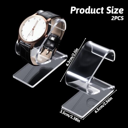 Prasacco Clear Watch Display Stand، 2 Pack Watch حامل منظم الساعات عرض موقف الرف لتخزين المجوهرات سوار، رف عرض الساعات الشفافة in Saudi Arabia