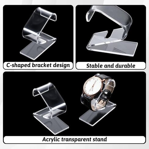 Prasacco Clear Watch Display Stand، 2 Pack Watch حامل منظم الساعات عرض موقف الرف لتخزين المجوهرات سوار، رف عرض الساعات الشفافة in Saudi Arabia