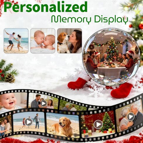 Memory Sphere 2.7" 3D Crystal Ball with Sound - Personalized Upload Your Own Videos & Photos | Custom Gift for Christmas, Couples, Anniversary, Birthday & Wedding (Black) in Saudi Arabia