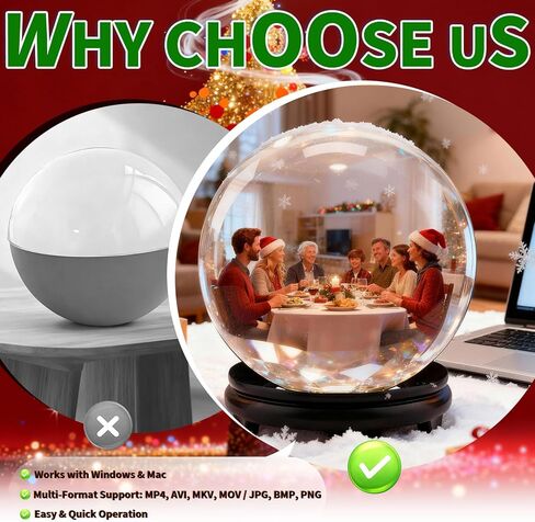 Memory Sphere 2.7" 3D Crystal Ball with Sound - Personalized Upload Your Own Videos & Photos | Custom Gift for Christmas, Couples, Anniversary, Birthday & Wedding (Black) in Saudi Arabia