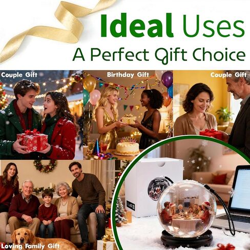 Memory Sphere 2.7" 3D Crystal Ball with Sound - Personalized Upload Your Own Videos & Photos | Custom Gift for Christmas, Couples, Anniversary, Birthday & Wedding (Black) in Saudi Arabia