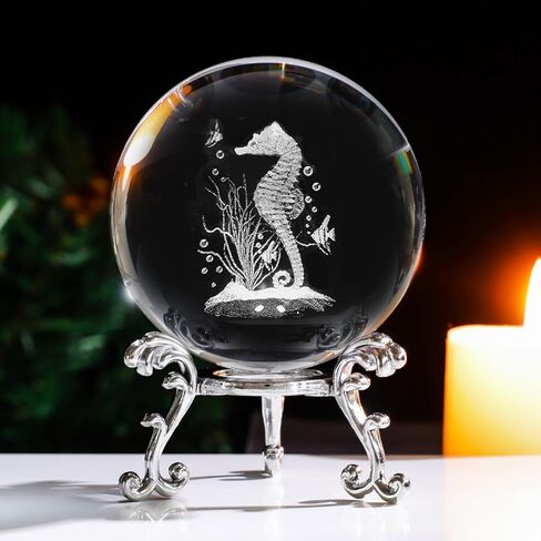 3D Crystal Ball Decoration, Equipped with a Vertical 3D Glass Crystal Tabletop Decoration, Featuring Laser-Engraved Multi-Patterns, Suitable for Homes, Offices and bedrooms. in Saudi Arabia