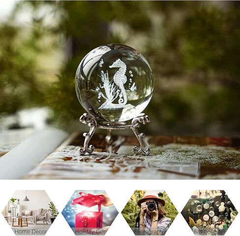 3D Crystal Ball Decoration, Equipped with a Vertical 3D Glass Crystal Tabletop Decoration, Featuring Laser-Engraved Multi-Patterns, Suitable for Homes, Offices and bedrooms. in Saudi Arabia