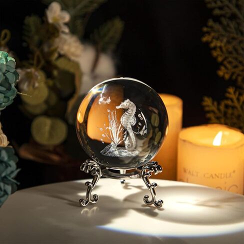 3D Crystal Ball Decoration, Equipped with a Vertical 3D Glass Crystal Tabletop Decoration, Featuring Laser-Engraved Multi-Patterns, Suitable for Homes, Offices and bedrooms. in Saudi Arabia