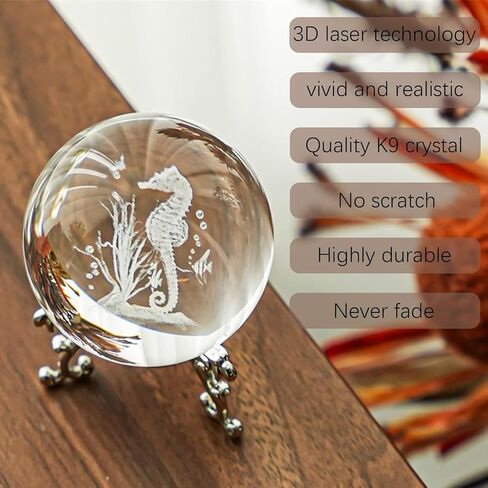 3D Crystal Ball Decoration, Equipped with a Vertical 3D Glass Crystal Tabletop Decoration, Featuring Laser-Engraved Multi-Patterns, Suitable for Homes, Offices and bedrooms. in Saudi Arabia