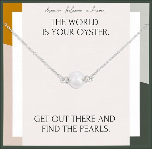 HOPE LOVE SHINE The World is Your Oyster Pearl Necklace Graduation Gifts for Her Inspirational Jewelry for Women in Kuwait