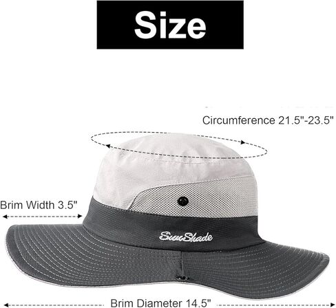Sun Hats for Women Men, Sun Protection Breathable Mesh Fishing Hat, Foldable Waterproof Wide Brim Hat with Ponytail for Outdoor Beach Hiking Gardening Outdoor, Beige Grey in Saudi Arabia