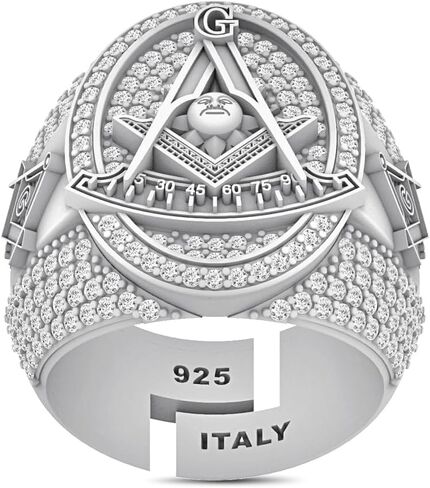 حقيقي حقيقي VVS1/D 2.94 قيراط. مويسانيتي معتمد الماس 14K الذهب إنهاء الماسونية الماضي ماستر ميسون الماسونية الماسونية الماسونية G البوصلة رجالي شريط خاتم مخصص جريئة 24 مللي متر in Kuwait