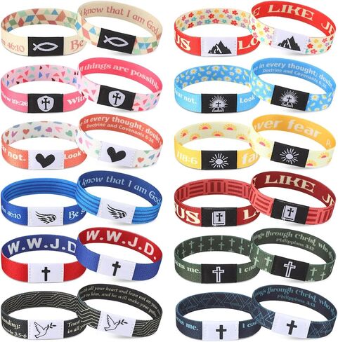 Landical 24 Pack NFC Bible Verse Bracelets Christian WWJD Scripture Wristbands for Women Men Tap-to-Read Devotional with Phone Faith Gifts for Baptism Wedding Graduation in Saudi Arabia