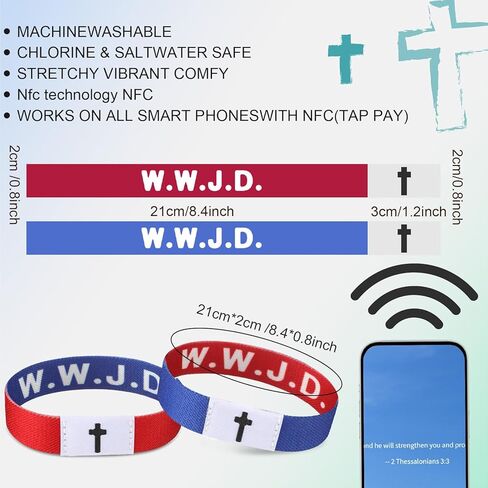 Landical 24 Pack NFC Bible Verse Bracelets Christian WWJD Scripture Wristbands for Women Men Tap-to-Read Devotional with Phone Faith Gifts for Baptism Wedding Graduation in Saudi Arabia