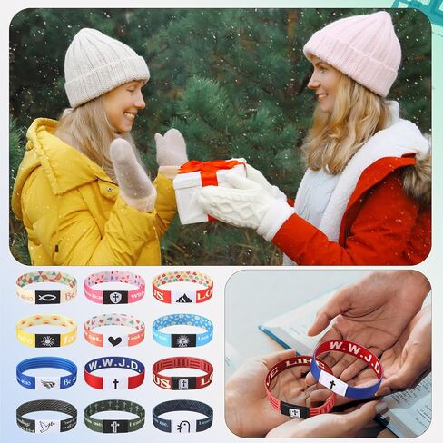 Landical 24 Pack NFC Bible Verse Bracelets Christian WWJD Scripture Wristbands for Women Men Tap-to-Read Devotional with Phone Faith Gifts for Baptism Wedding Graduation in Saudi Arabia