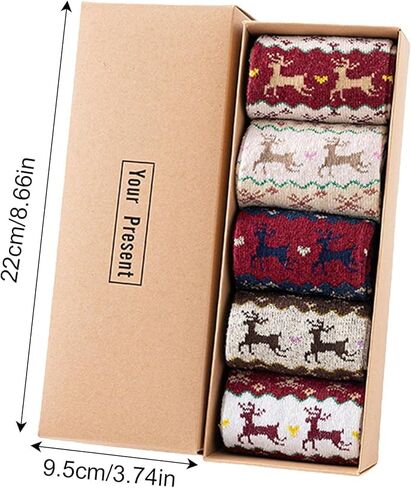 5 Pairs Christmas Reindeer Socks for Women, Christmas Socks Perfect Christma Gift for Family in Saudi Arabia
