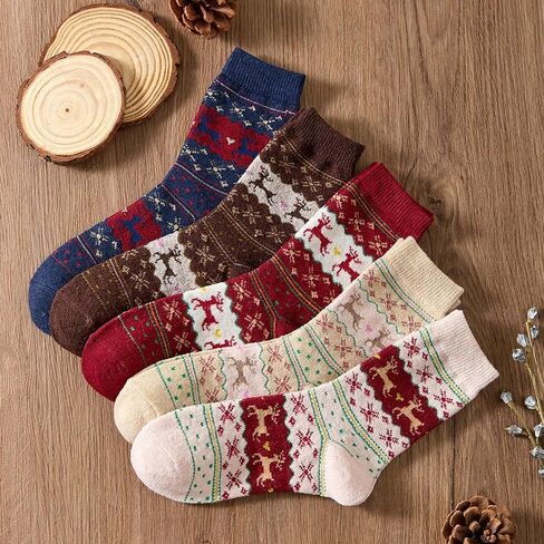 5 Pairs Christmas Reindeer Socks for Women, Christmas Socks Perfect Christma Gift for Family in Saudi Arabia