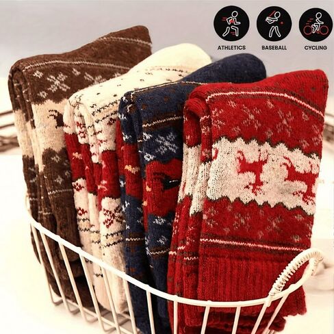 5 Pairs Christmas Reindeer Socks for Women, Christmas Socks Perfect Christma Gift for Family in Saudi Arabia