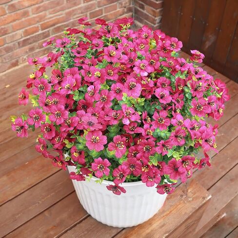 Faux Flowers for Outdoor Planters, Artificial Flowers for Outdoors, 12 Bundles Outdoor Flowers Uv Resistant, Blue, UV Resistant Fake Plant in Saudi Arabia