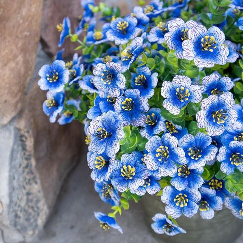 Faux Flowers for Outdoor Planters, Artificial Flowers for Outdoors, 12 Bundles Outdoor Flowers Uv Resistant, Blue, UV Resistant Fake Plant in Saudi Arabia