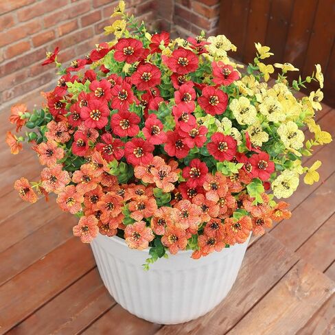 Faux Flowers for Outdoor Planters, Artificial Flowers for Outdoors, 12 Bundles Outdoor Flowers Uv Resistant, Blue, UV Resistant Fake Plant in Saudi Arabia