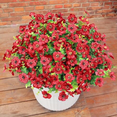 Faux Flowers for Outdoor Planters, Artificial Flowers for Outdoors, 12 Bundles Outdoor Flowers Uv Resistant, Blue, UV Resistant Fake Plant in Saudi Arabia