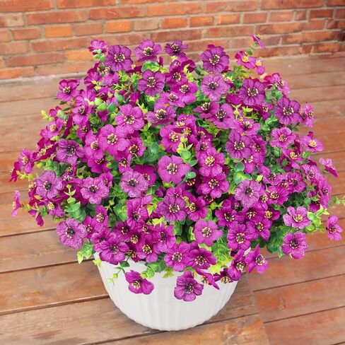 Faux Flowers for Outdoor Planters, Artificial Flowers for Outdoors, 12 Bundles Outdoor Flowers Uv Resistant, Blue, UV Resistant Fake Plant in Saudi Arabia