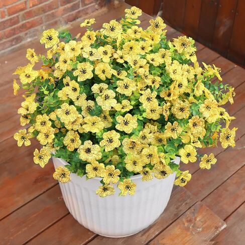 Faux Flowers for Outdoor Planters, Artificial Flowers for Outdoors, 12 Bundles Outdoor Flowers Uv Resistant, Blue, UV Resistant Fake Plant in Saudi Arabia
