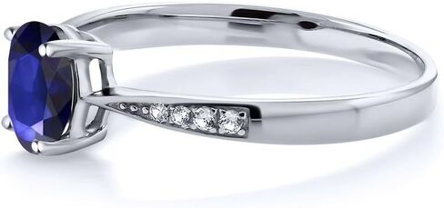 Gem Stone King 10K White Gold Gemstone Birthstone and White Diamond Engagement Ring For Women | Oval 7X5MM | Wedding Engagement Anniversary Promise Ring | Sizes 5, 6, 7, 8, 9 in Saudi Arabia