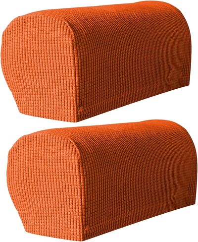 Armrest Chair Covers, Set of 2 Stretch Armchair Couch Arm Rest Cover Anti-Slip Spandex Polyester Sofa Chair Arm Caps Slipcovers for Furniture Protector,Orange in Saudi Arabia