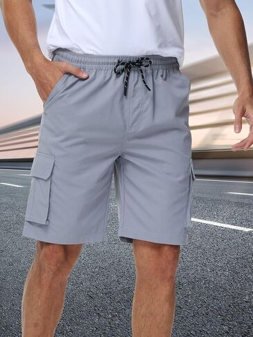 Men's Cargo Shorts Relaxed Fit Stretch Drawstring Elastic Waist Casual Shorts with Pockets in Saudi Arabia