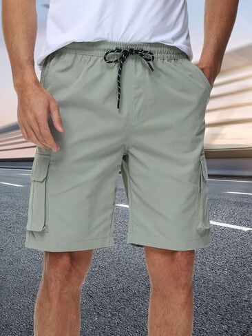 Men's Cargo Shorts Relaxed Fit Stretch Drawstring Elastic Waist Casual Shorts with Pockets in Saudi Arabia