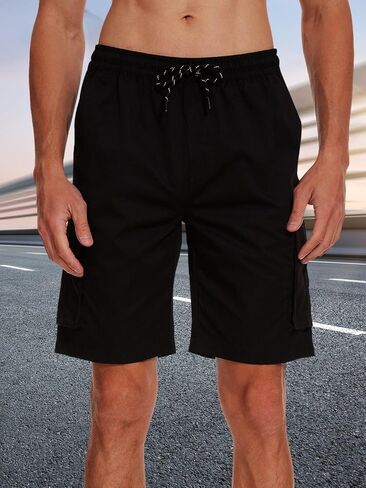 Men's Cargo Shorts Relaxed Fit Stretch Drawstring Elastic Waist Casual Shorts with Pockets in Saudi Arabia