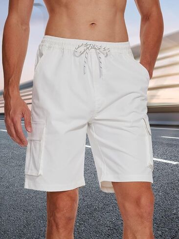 Men's Cargo Shorts Relaxed Fit Stretch Drawstring Elastic Waist Casual Shorts with Pockets in Saudi Arabia