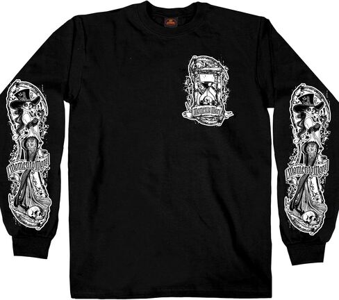 Hot Leathers Men’s Long Sleeve Shirt w/Graphics - Memento Mori Skeleton with Hourglass in Saudi Arabia