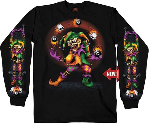 Hot Leathers Men’s Long Sleeve Shirt w/Graphics - Memento Mori Skeleton with Hourglass in Saudi Arabia
