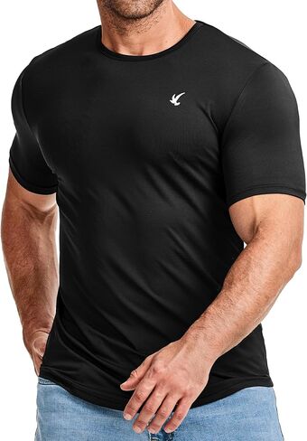 JMIERR Mens Short Sleeve T Shirt Summer Muscle Moisture Wicking Quick Dry Crewneck Longline Tees Shirts in Saudi Arabia