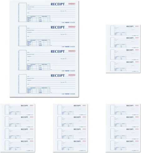 كتاب إيصالات الأموال المرقمة بدون كربون بغلاف صلب من بلو لاين ريديفورم، 300 مجموعة مكررة لكل كتاب (S1654NCR) in Kuwait