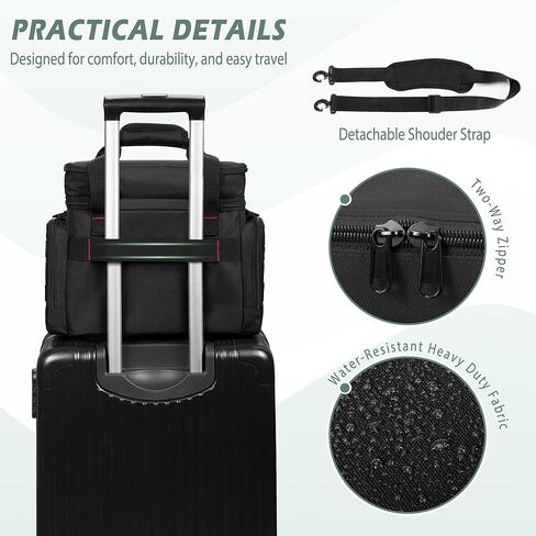 Medicine Organizer Bag with Insulated Pocket for Travel, Pill Bottle Storage Bag with 4 Customized Dividers & Shoulder Strap for Medication, Insulin and First Aid Supplies, Black (Bag ONLY) in Saudi Arabia