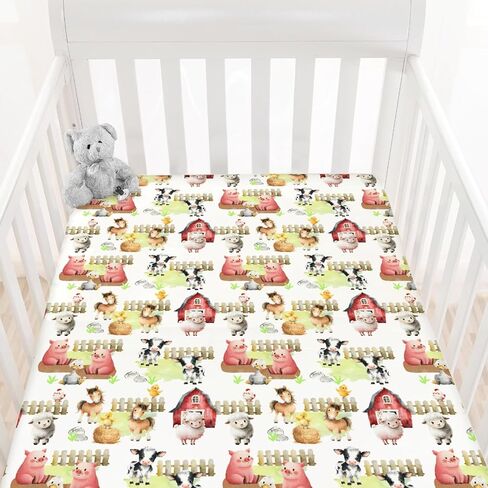HawSkgFub African Safari Animal Eucalyptus Leaf Fitted Standard Baby Crib Sheet, Neutral Jungle Elephant Giraffe Zebra Lion Toddler Mattress Cover, Soft Stretchy Nursery Bed Sheets Kids Gift 52" x 28" in Kuwait