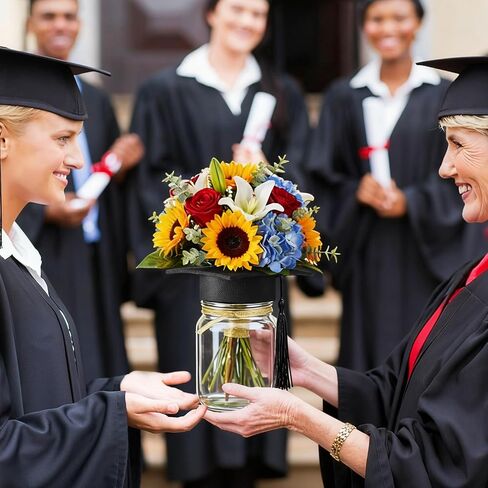 6 Pcs 6 Pcs Graduation Decorations Class of 2026 Mason Jar Table Centerpiece with Graduation Cap with Hole and Tassel for Flowers and Grad Centerpieces Sticks 2026 Table Toppers Favor (Black) in Saudi Arabia