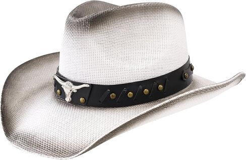 قبعة رعاة البقر الغربية للنساء والرجال من القش وقبعات رعاة البقر من الدنيم لأزياء روديو قبعة راعية البقر مع حافة واسعة للفتيات in Kuwait