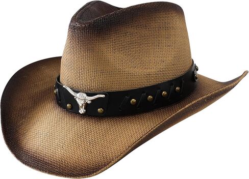 Western Cowboy Hat for Women Men Straw and Denim Cowboy Hats for Costume Rodeo Cowgirl Hat with Wide Brim for Girls in Saudi Arabia